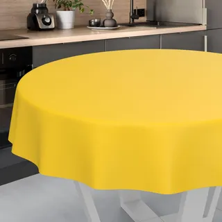 ANRO Wachstuch-Tischdecke abwaschbar Rund 140 cm Gelb