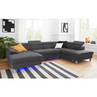 Cotta Wohnlandschaft Kunstleder U-Form 320 cm Schwarz