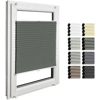 Home-Vision® Premium Doppelplissee Wabenplissee ohne Bohren mit Klemmfix (Weiß-Dunkelgrün, B60cm x H80cm) Modern Klemmfix Blickdicht Plissee Sonnenschutz Hitzeschutz Jalousie für Fenster Thermo