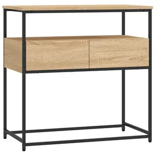 SDWEHO7 Schmal Konsolentisch mit 2 Schubladen und 1 Ablage, Beistelltisch, Flurtisch, Sofatisch, Kleiner Ausstellungstisch für Eingang, Flur, Sonoma-Eiche 75x40x75 cm Holzwerkstoff