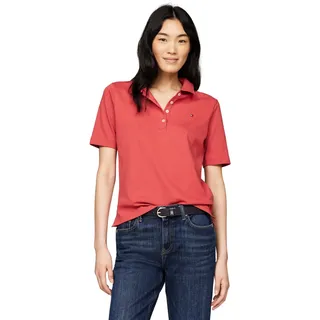 Tommy Hilfiger Damen Poloshirt Kurzarm Regular Fit, Rot (Terra Red), S - S
