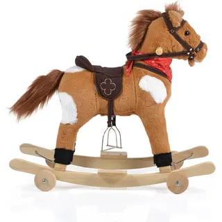 Moni Schaukelpferd Plüsch Thunder WJ-302, Sound, Kufen, Rollen, bis 50 kg braun