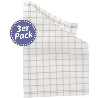 Kracht 3er Pack Halbleinen Geschirrtücher Scandic Karo beige 50x70 cm - beige