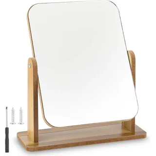 Freistehender Kosmetikspiegel – 1-teilig – Holz Und Mattierter Kunststoff – 360° Drehbar – Für Schminktisch Und Badezimmer – 25 X 22 Cm