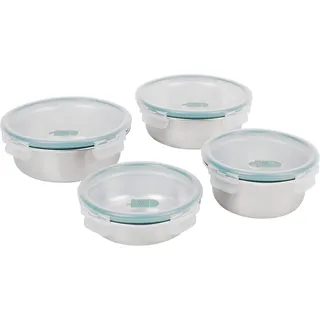 Rotho Pagamalu 4er-Set Mikrowellendosen aus Edelstahl mit Deckel