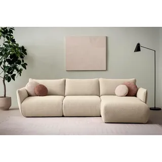 DOMO. collection Ecksofa Minas, Modulsofa in L-Form mit Taschenfederkern und attraktiver Biese-Naht, Sofa, Polsterecke, Eckcouch 276 x 168 x 79 cm (BxTxH), beige