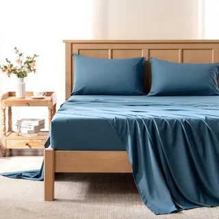 Comfort Spaces Queen-Kühllaken, feuchtigkeitsableitende Coolmax-Bettlaken, weich, farbecht, kühlendes Bettlaken-Set, kühlende Bettlaken für heiße Schläfer, elastische Tiefe Tasche, passend für bis zu