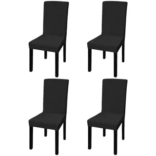 vidaXL Stuhlhusse Gerade Schwarz 4er Set