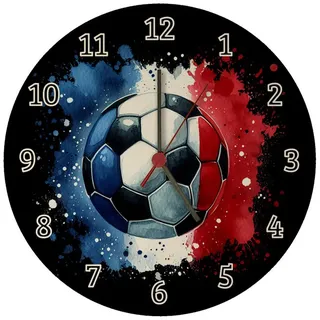 speecheese Wanduhr Fußball Frankreich Flagge Wanduhr aus MDF 26,5 cm