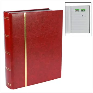 SAFE Briefmarkenalbum mit 64 weißen Seiten in Weinrot | Großes Einsteckbuch in weinroter Leder-Optik mit 64 weißen Seiten, Pergaminstreifen und doppelten Zwischenblättern.
