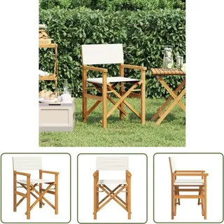 The Living Store - vidaXL Regiestuhl Klappbar Creme Massivholz Teak