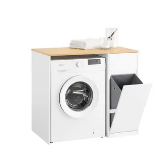 SoBuy BZR217 Waschmaschinenschrank 100 x 90 x 60 cm Weiß Holzwerkstoff