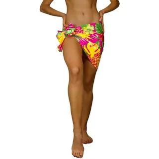 King Kameha Sarong Pineapple Funky Hawaii-Sarong Strand Pareo Cover-Up Damen Bikini, Pareo Cover-Up rosa Klein