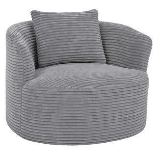 Mendler Sessel HWC-P18 Cord 100 x 66 x 86 cm Weiß mit Kissen