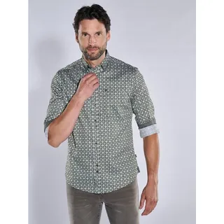 engbers Herren Langarm-Hemd gemustert Grün regular Button Under - XL