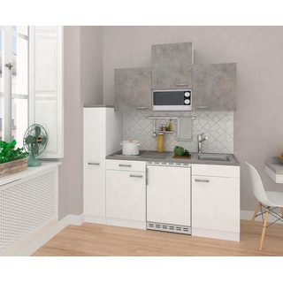 Küchenblock Economy Grau/Weiß mit Geräten B: ca. 180 cm