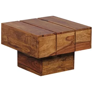 FineBuy Beistelltisch Braun Massivholz 44 x 44 x 30 cm