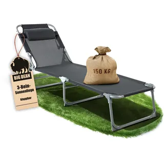 BigDean Sonnenliege 53 x 150 x 0 cm Dunkelgrau