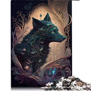 1000 Teile Puzzle Fantasiewelt Wolf Puzzles für Erwachsene Holzpuzzles Lernpuzzle Familienspiel (Größe 50 x 75 cm)