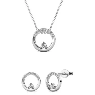 Ella Eisvogel Schmuckset Klarinen Silber - Set : Halskette, Ohrringe & 30 Kristalle, rhodiniert silberfarben