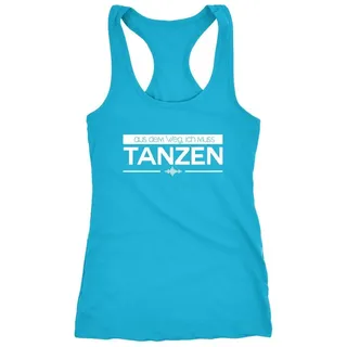 MoonWorks Tanktop Damen Tanktop aus dem Weg ich muss tanzen Party Feiern Sprüche Festival Racerback Moonworks® blau XXL
