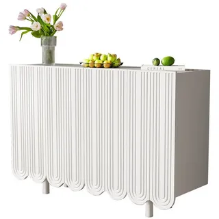OKWISH Sideboard Kommode mit 4 Türen (Kommode, Anrichte, 1 St., mit Regale hinter jeder Tür), aus Holz und Hardware-Zubehör,120 L x 80,8 H x 37,5 B cm weiß