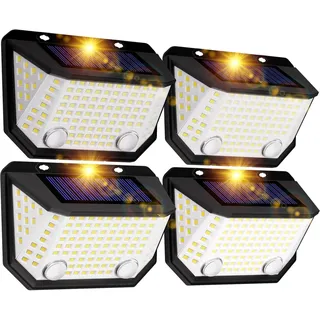 Solar Doppelsensor-Zaunleuchten, 6500K Wasserdichte Solar-Bewegungsleuchten Mit