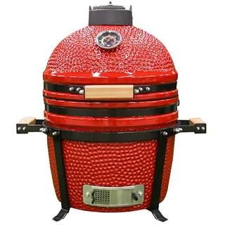 Kamado Keramik Grill Smoker 15" Grillwagen Räucherofen Holzkohlegrill BBQ Rot