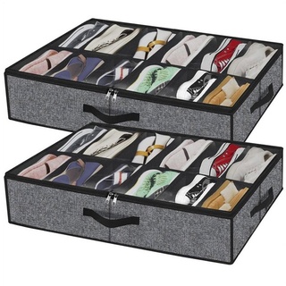 LENBEST Schuhbox Schuhbox Unterbett-Kommode für Schuhe Aufbewahrung 1 Stück (1 St), Unterbett Schuh Organisierer Aufbewahrungsbox Schublade,mit 12 Fächern grau