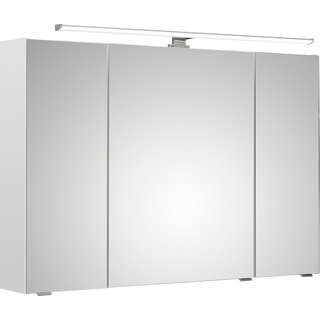 Spiegelschrank SAPHIR "Quickset Badschrank, 3 Spiegeltüren, 6 Einlegeböden, 105 cm breit" Schränke Gr. B/H/T: 105 cm x 70 cm x 16 cm, 3 St., weiß (weiß glanz, hochglanz) Spiegelschrank mit Beleuchtung Spiegelschränke