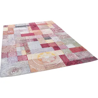 Teppich GINO FALCONE "Cosima-112" Teppiche Gr. B/L: 130 cm x 190 cm, 3 mm, 1 St., bunt Esszimmerteppiche Flachgewebe, mit Chenillegarn, modernes Patchwork-Design, Ornamente