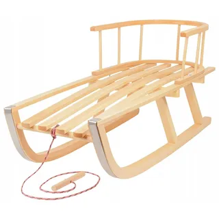 Holzschlitten mit Lehne - Traditionell - Buchenholz - Max. 120 kg - Für Kinder & Kleinkinder