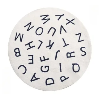 Fouriding ABC Alphabet Runder Teppich für Kinder Weicher Plüsch Kinderzimmer Teppich Baby Lernspiel Krabbelmatte Rutschfester Teppich Bodenkissen für Klassenzimmer Spielzimmer Schlafzimmer