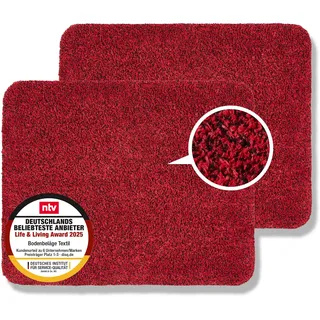 Astra rutschfeste Schmutzfangmatte innen waschbar - 2er Set Rot 60 x 75 cm