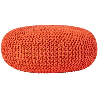 Homescapes Strick-Pouf, Orange, Textil, Uni, Rund, 70x23x70 cm, Wohnzimmer, Hocker, Poufs