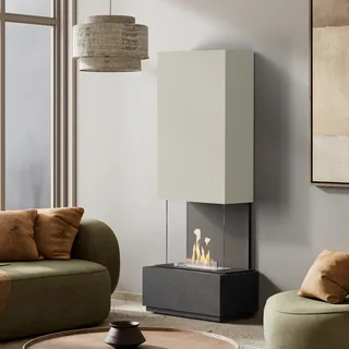 muenkel design Prato [moderner Design Ethanolkamin]: Nero (Schiefer schwarz) - Planika Senso - weiß