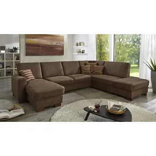 Wohnlandschaft Cleveland Ecksofa Stoffbezug in Schoko Braun mit Nosagfederung