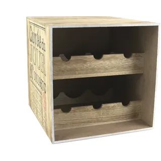 COOK CONCEPT Flaschenhalter Weinkiste aus Holz für 6 Flaschen Braun | Flaschenregal aus Holz in Form einer Weinkiste, 30x33,5x30cm, für 6 Flaschen, zur Lagerung im Weinkeller, braun und schwarz