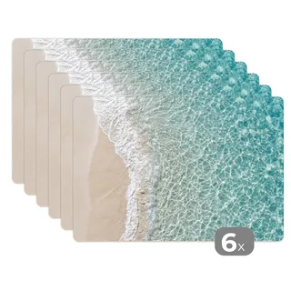 MuchoWow Platzset Küstengebiet - Sand - Blau, (6-St), Platzsets, Tischset, Abwaschbar, Tischsets, Platzdeckchen blau