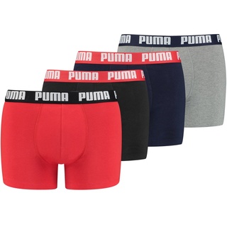 PUMA Herren Boxer Shorts, 4er Pack - Basic Boxer ECOM, Cotton Stretch, Everyday Rot S