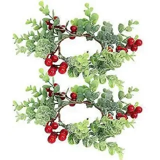 Stück Mini-weihnachtskranz Mit Roten Beeren, Weihnachtskranz Für Die Haustür, Kerzenringe Für Säulen, Serviettenringe