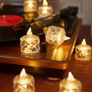 Realistische und helle batteriebetriebene flammenlose LED-Teelichter, Kristall, elektrische künstliche Kerzen für Halloween, Valentinstag, Hochzeiten, Weihnachten, Party, Festivals, Dekoration, in