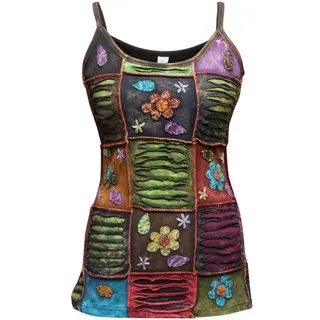 SHOPOHOLIC FASHION Damen Stonewashed Patchwork Slashed Sommer Boho Festival Weste Top, Mehrfarbig, XL - XL