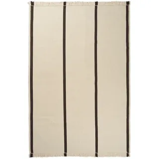 Ferm Living - Calm Kelim Wollteppich, 200 x 300 cm, off-white / coffee
