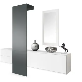 Vladon Garderobe, Graphit, Holzwerkstoff, 208x193x35 cm, Garderobe, Garderoben-Sets & Serien, Garderoben-Sets