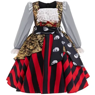 XUMKFJRE Pirat Cosplay Mädchen Farbblock Spitzenrock Geburtstag Bühnenparty Performance Kostüm(120cm) - 120