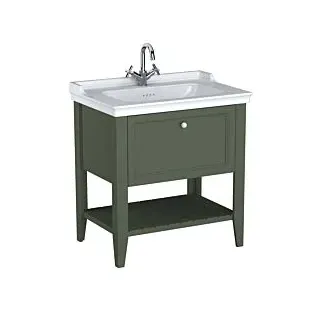 Vitra Valarte Waschtisch-Möbel-Set 65815 79,5x53x88cm, 1 Vollauszug, Korpus Vintage grün/Waschtisch weiß hochglanz