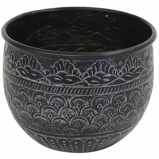 Casa Moro Pflanzkübel Orientalischer Blumentopf Murcia Metall Pflanztopf gehämmert (Boho Chic Übertopf - Pflanzentopf, Einzeln oder im Set, D20, D24, D29 cm), Kunsthandwerk - mit Hammerschlag verziert schwarz 20 cm x 17 cm