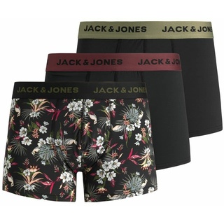 JACK & JONES Herren , Trunks , Jacflower Micro Fibre Pack of 3 Boxershorts, Schwarz, M EU