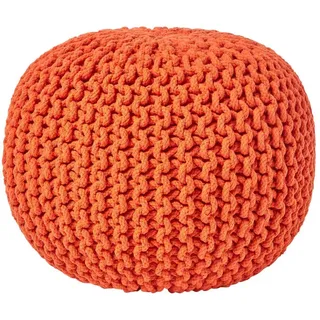 Homescapes Strick-Pouf, Orange, Textil, Uni, Rund, 40x35x40 cm, Wohnzimmer, Hocker, Poufs